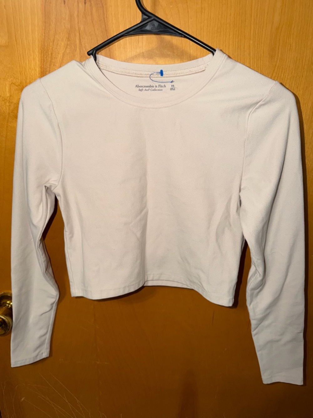 Abercrombie & Fitch Cream Long Sleeve Cropped Top